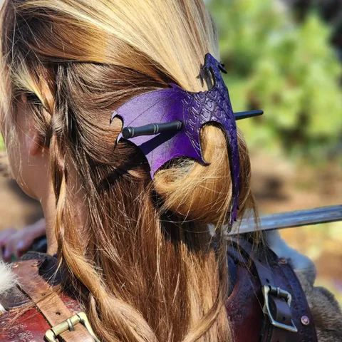 Bacchetta per Capelli Drago Medievale in Pelle Con Bacchetta di Legno Accessori per Capelli Cosplay Drago Vintage per Donna Gioielli per Feste
