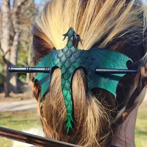 Bacchetta per Capelli Drago Medievale in Pelle Con Bacchetta di Legno Accessori per Capelli Cosplay Drago Vintage per Donna Gioielli per Feste