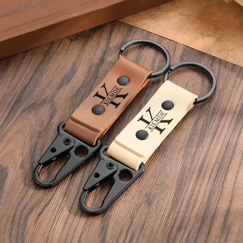 Vintage Amerikanischer Stil PU Leder Schlüsselanhänger Mit Adler Schnalle Outdoor EDC Taille Leder Schlüsselanhänger Graviert Zubehör
