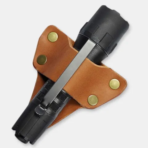 Funda Táctica para Linterna de Cuero PU Soporte Portátil EDC para Cinturón Bolsa de Cintura para Senderismo al Aire Libre
