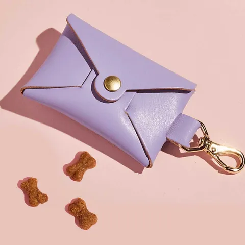 Tragbare PU Leder Haustier Leckerlibeutel Mini Umschlag Hundefutter Tasche Mit Schlüsselanhänger Metallverschluss Für Outdoor Training