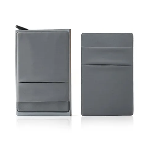 RFID Blockierung Aluminiumlegierung Kartenhalter Slim Automatisches Pop-up Kreditkartenetui Mit Lederhülle Business Visitenkartenbox