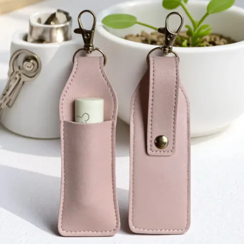 Mode PU-Leder Lippenstift Aufbewahrungsetui Tragbare Parfüm Lippenbalsam Tasche Schlüsselanhänger Für Damen Tasche Anhänger Zubehör