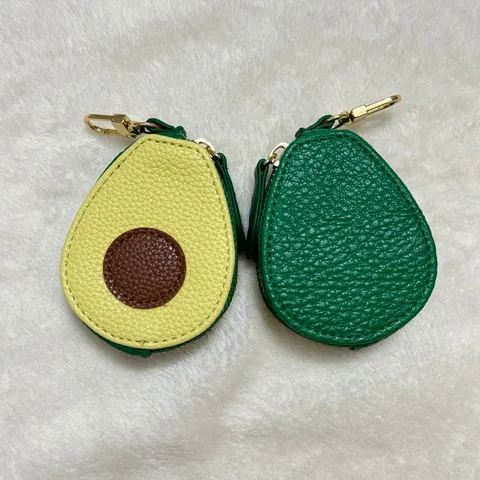 Cute Fruit Shaped PU Leather Mini Coin Purse Avocado Strawberry Apple Lemon Keychain Bag Pendant Earphone Storage Bag
