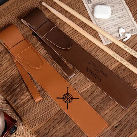 PU Leather Drumstick Bag Stitched Drum Stick Pouch Percussion Instrument Storage Case For Drums Unisex Retro Bag