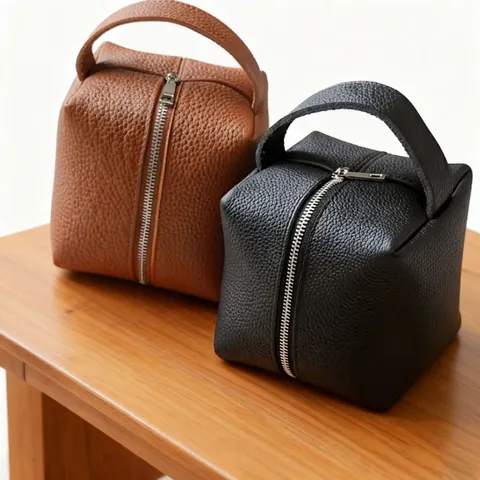 Square PU Leather Cosmetic Bag Waterproof Portable Cute Small Toiletry Bag Makeup Organizer For Women Kids Daily Travel Handbag