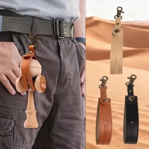 PU Leder Kendama Schutztasche Tragbare Spielzeug Aufbewahrung Halter Hülle Mit Metallschnalle Druckknopf Schlüsselanhänger Gürtelschlaufe Taille Hängen Outdoor Sport Hülle