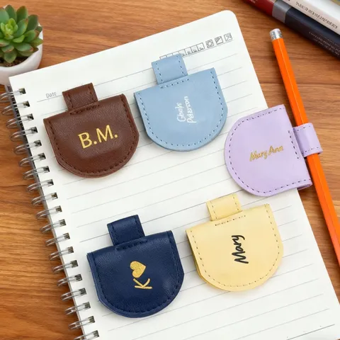 Magnetic PU Leather Bookmark Pen Holder Clip For Notebook Pencil Multi Functional Office School Supplies Student Gift