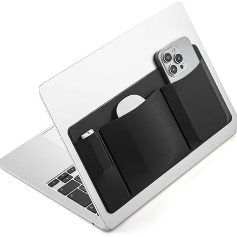 Portable Adhesive Laptop Back Pocket Lycra Fabric Elastic Mouse Pouch Sleek Storage Sleeve For Phone Cables Stylus Organiser