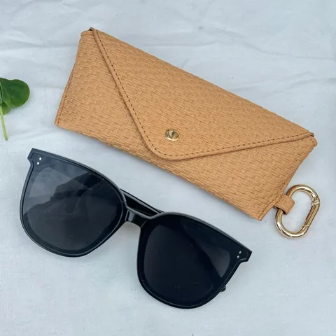 Portable PU Leather Straw Woven Pattern Glasses Case Minimalist Envelope Sunglasses Storage Pouch Bag With Metal Hook For Travel