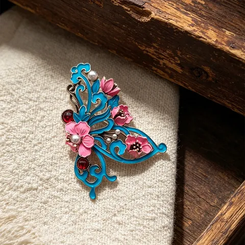 Καρφίτσα Παιώνιας από Σμάλτο Cloisonne Νέου Κινεζικού Στυλ Βίντατζ Πεταλούδα Λιβελούλα Λουλούδι για Qipao Hanfu Γυναικεία Κοσμήματα