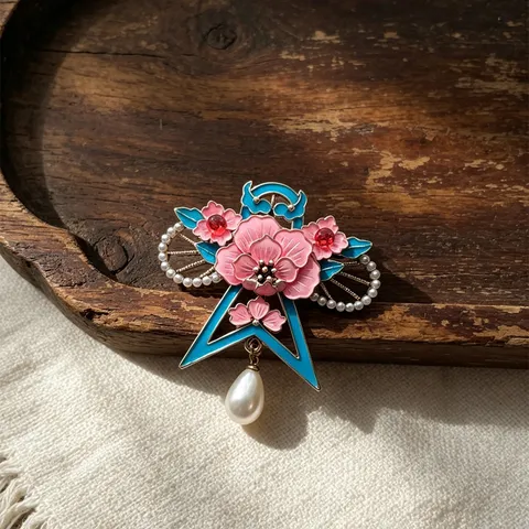 Καρφίτσα Παιώνιας από Σμάλτο Cloisonne Νέου Κινεζικού Στυλ Βίντατζ Πεταλούδα Λιβελούλα Λουλούδι για Qipao Hanfu Γυναικεία Κοσμήματα