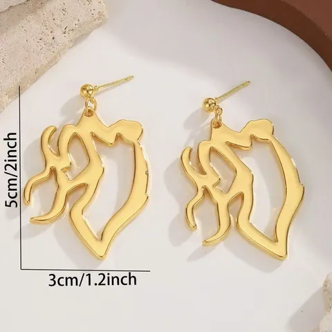 K-pop Demon Hunter Style Irregular Silhouette Tassel Earrings For Women Gold Silver Electroplated Zinc Alloy Stud Earrings Clip-on Ear Jewelry