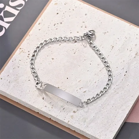 Minimalistisches Edelstahl Armband Mit Gebogener Platte Für Damen Herren Gold Silber Vergoldet Herz Stern Schmetterling Schmuck