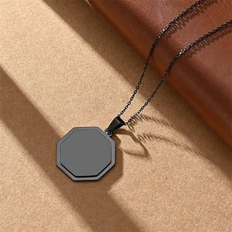 Minimalist Stainless Steel Pendant Necklace Smooth Geometric Heart Round Hexagon Pendant Jewelry For Couple Gift Unisex Necklaces