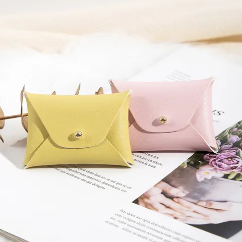 PU Leather Jewelry Storage Pouch Envelope Mini Jewelry Bag With Snap Button For Necklace Ring Earring Packaging Gift Pouch