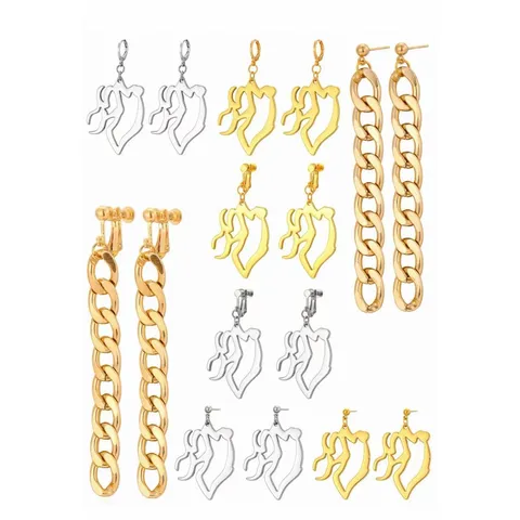 K-pop Demon Hunter Style Irregular Silhouette Tassel Earrings For Women Gold Silver Electroplated Zinc Alloy Stud Earrings Clip-on Ear Jewelry
