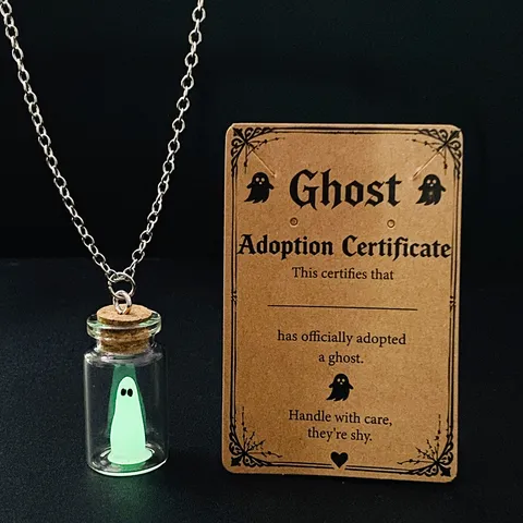 Leuchtende Gespenst Adoption Halskette Halloween Glasflasche Anhänger Glow In The Dark Halskette Für Damen Jugendliche Halloween Party Geschenk Schmuck