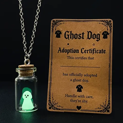 Leuchtende Gespenst Adoption Halskette Halloween Glasflasche Anhänger Glow In The Dark Halskette Für Damen Jugendliche Halloween Party Geschenk Schmuck
