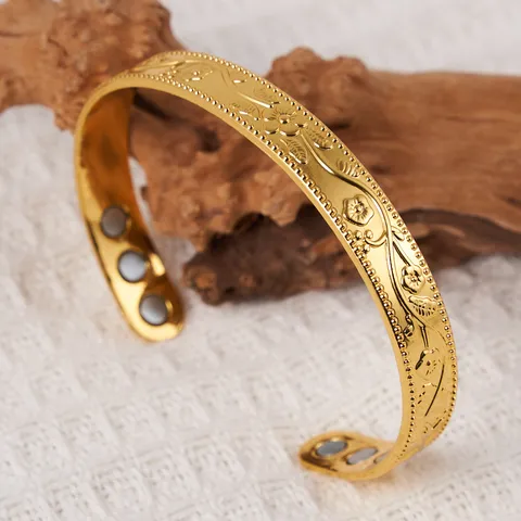 Vintage Zinc Alloy Plum Blossom Magnetic Bracelet and Flower Ring Adjustable Antique Bronze Jewelry for Women Health Care