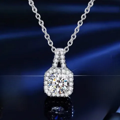 Elegante Legering Strass Vierkante Sieradenset Verzilverd Halo Kussen Slijpvorm Vierkante Hanger Ketting Oorbellen Ring Set Voor Vrouwen