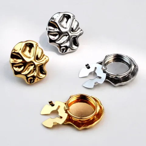 Modern Metal Irregular Wave Cufflinks For Men Electroplated Gold Silver Rhinestone Shirt Button Clip Formal Jewelry Accessories