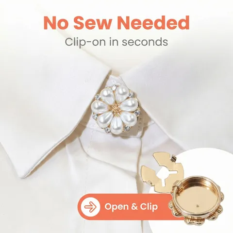 Fashion Rhinestone Artificial Pearl Floral Button Cover For Shirts Alloy Electroplated Flower Cufflinks Clip On Jewelry For Women