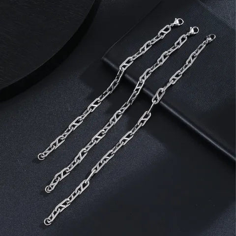 Bracciale a Catena Geometrica in Metallo Minimalista per Uomo Donna Unisex Catena ad Ancora Galvanizzata Gioielli da Mano di Lusso Accessori
