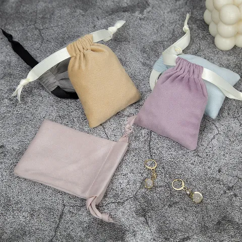 Weicher Stoff Kordelzugbeutel Schmucktaschen Kleine Geschenktüten Für Armbänder Ringe Halsketten Aufbewahrung Organisation