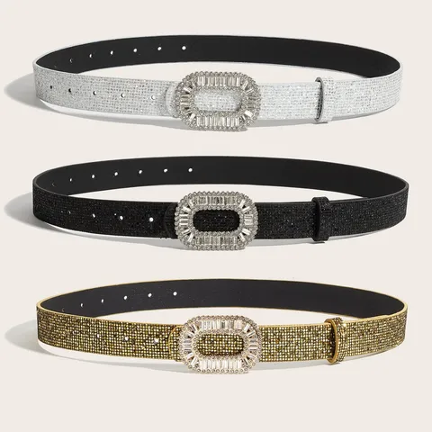 Ceinture Large Paillettes Vintage pour Femmes Boucle Strass Cristal de Luxe Cuir PU Robe Manteau Ceinture Accessoires de Mode