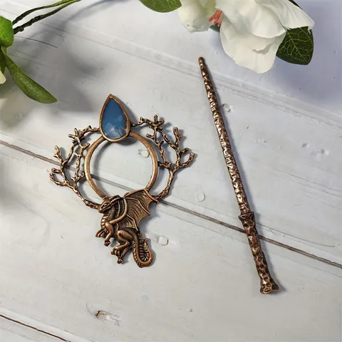 Vintage Alloy Dragon Hair Stick Creative Branch Celtic Viking Style Decorative Hairpin Charm Headdress Fashion Accessories Gift For Women