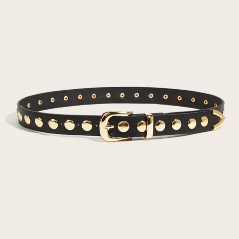 Cintura in Ecopelle con Borchie Stile Punk Heavy Metal Cinturino in Vita Decorativo per Jeans con Fibbia ad Ardiglione