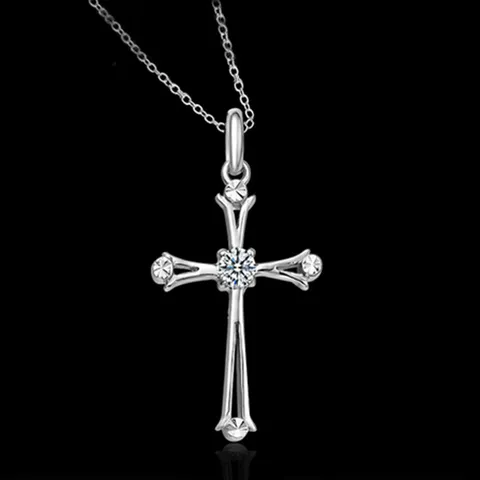 Minimalist Alloy Rhinestone Cross Pendant Necklace Vintage Gothic Religious Christian Light Luxury Neck Chain For Women Jewelry