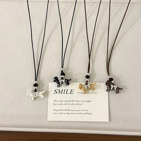 Korean Style Ins Spotted Puppy Necklace For Women Cute Dalmatian Dog Pendant Adjustable Sweater Chain Fashion Niche Jewelry