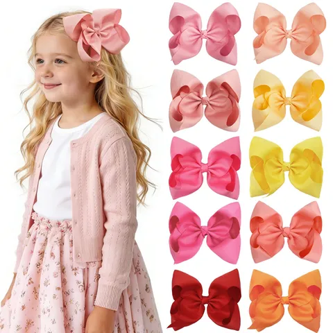 Large Boutique Hair Bows For Girls Grosgrain Ribbon Hair Clips Solid Color Alligator Clips Hair Accessories For Kids Girls