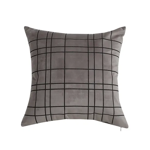 Modern Luxury Velvet Throw Pillow Cover Decorative Solid Color Geometric Grid Cushion Cover For Sofa Home Decor