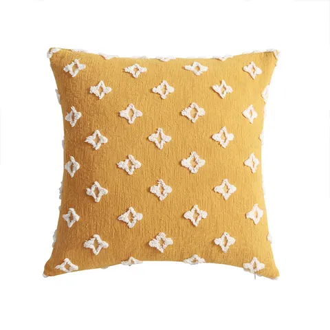 Yellow Frangipani Cut Flower Cotton Linen Pillowcase Modern Minimalist Decorative Sofa Cushion Cover