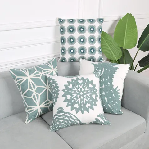 Modern Minimalist Embroidered Cushion Cover Pure Cotton Geometric Starfish Pillowcase For Home Office Sofa Decor
