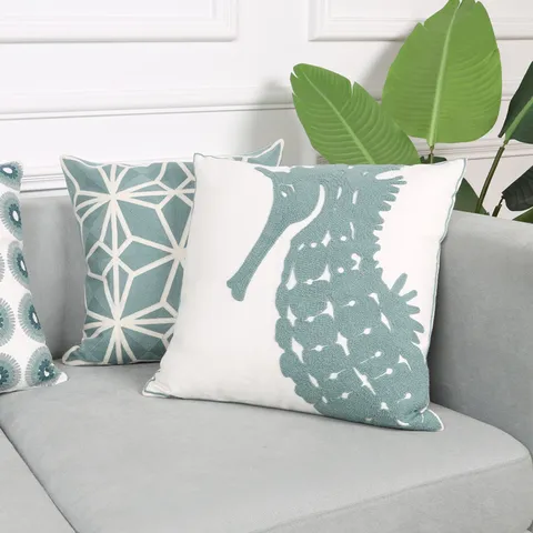 Modern Minimalist Embroidered Cushion Cover Pure Cotton Geometric Starfish Pillowcase For Home Office Sofa Decor