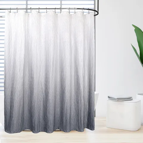 Αδιάβροχη Κουρτίνα Μπάνιου Gradient Crinkle Modern Minimalist Polyester Fabric Bathroom Decor Curtain With Hooks