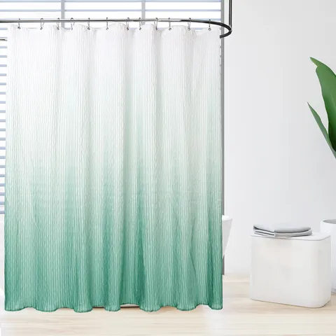 Αδιάβροχη Κουρτίνα Μπάνιου Gradient Crinkle Modern Minimalist Polyester Fabric Bathroom Decor Curtain With Hooks