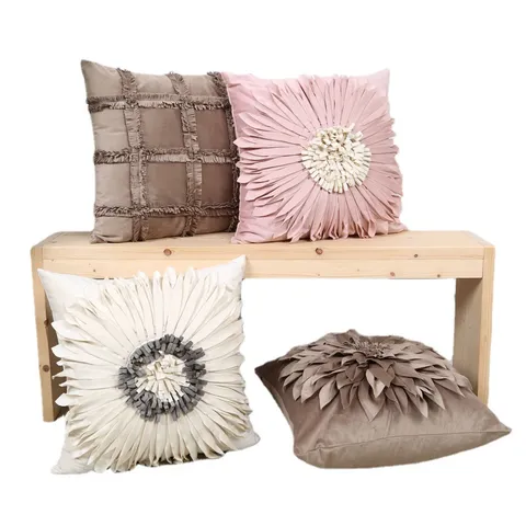 Modern Minimalist 3D Flower Tassels Cushion Cover Decorative Throw Pillow Case For Sofa Home Bedding Living Room Decor