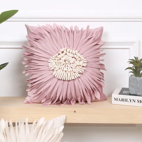 3D Floral Throw Pillow Cover Embroidered Daisy Sunflower Cushion Case Modern Minimalist Decorative Pillow Cover For Sofa Bed Home Decor