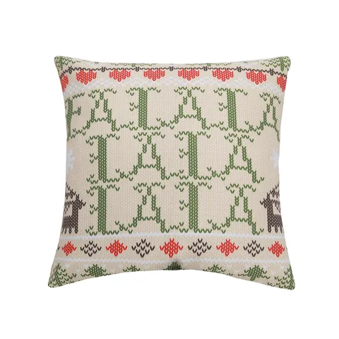 Christmas Elk Printed Cotton Linen Cushion Cover Decorative Square Pillow Case