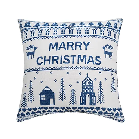Christmas Throw Pillow Cover Nordic Elk Snowflake Printed Cotton Linen Decorative Cushion Case For Home Sofa Car