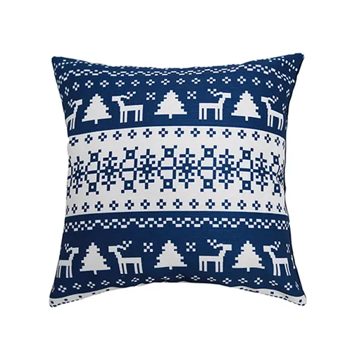 Christmas Throw Pillow Cover Nordic Elk Snowflake Printed Cotton Linen Decorative Cushion Case For Home Sofa Car