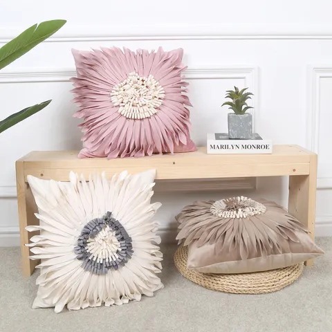 Modern Minimalist Embroidered Floral Cushion Cover Polyester Decorative Throw Pillow Case For Home Office Car Living Room