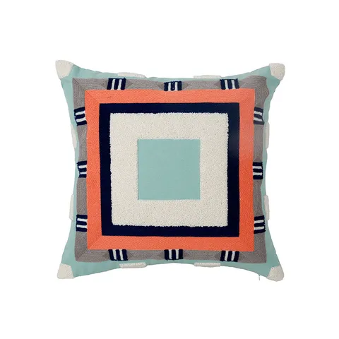 Nordic Style Geometric Pattern Towel Embroidery Throw Pillow Cover Polyester Bedside Sofa Decorative Cushion Cover