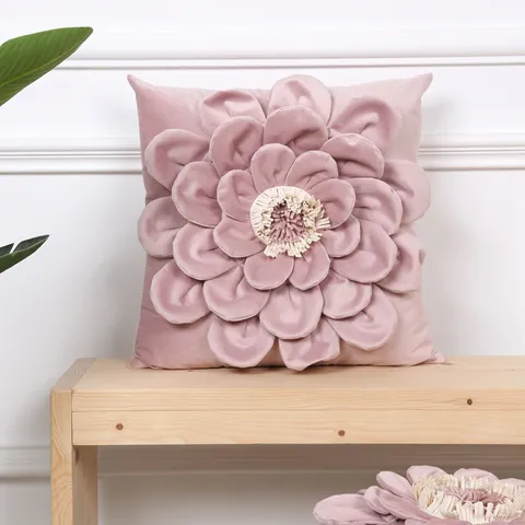 3D Floral Throw Pillow Cover Handmade Stitching Velvet Cushion Cover Decorative Flower Pillowcase For Sofa Bed Home Decor