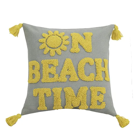 Nordic Marine Style Throw Pillow Cover Cotton Linen Gray Cushion Cover With Embroidery Starfish Letter For Home Decor
